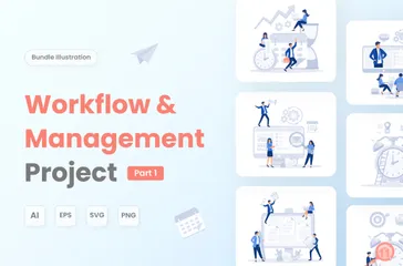 Proyecto de flujo de trabajo y gestión Paquete de Ilustraciones