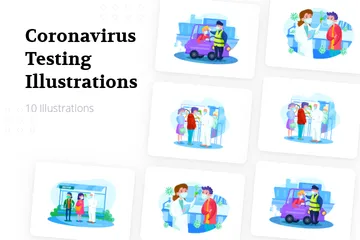 Pruebas de coronavirus Paquete de Ilustraciones