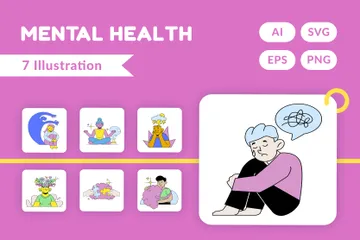 Psychische Gesundheit Illustrationspack