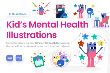 Psychische Gesundheit von Kindern Illustrationspack