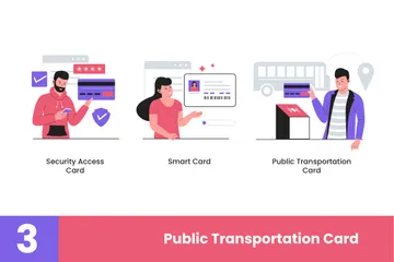 Public Transportation Card Illustration Pack