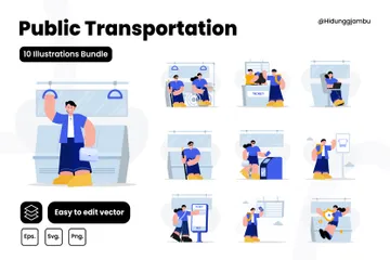 Public Transportations Illustration Pack