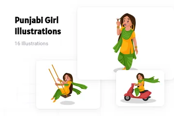 Punjabi Girl Illustration Pack