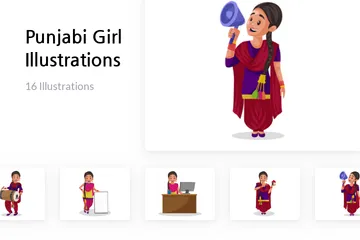 Punjabi Girl Illustration Pack