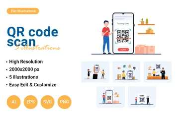 QR Code Scan Illustration Pack