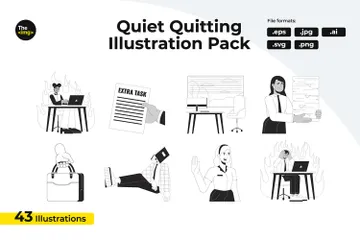 Quiet Quitting Trend At Workplace Illustration Pack