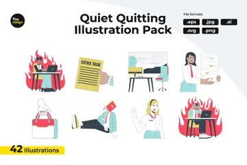 Quiet Quitting Trend At Workplace Illustration Pack