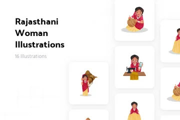 Rajasthani Woman Illustration Pack