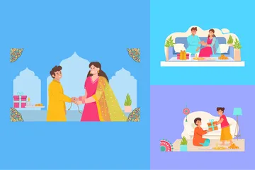 Raksha Bandhan Pacote de Ilustrações