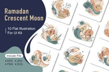 Ramadan Crescent Moon Illustration Pack