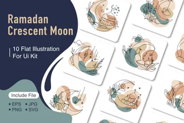 Croissant de Lune du Ramadan Pack d'Illustrations