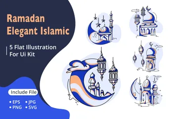 Ramadan Élégant Islamique Pack d'Illustrations