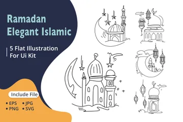 Ramadan Élégant Islamique Pack d'Illustrations