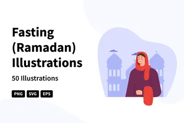 Ramadan Fasting Illustration Pack