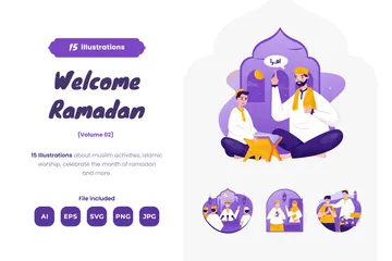 Welcome Ramadan Illustration Pack