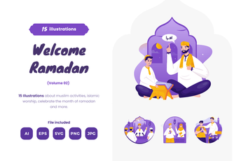 Ramadan Kareem Activities Illustration Pack