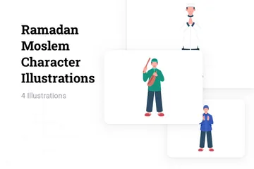 Ramadan Moslem Character Illustration Pack