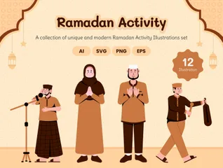 Ramadan Muslim Character Activity Illustration Pack