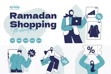 Ramadan Shopping Sale Illustration Pack