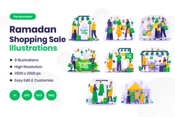 Ramadan Shopping Sale Illustration Pack