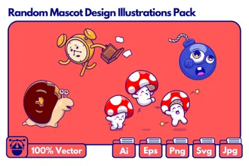 Random Mascot Design Illustration Pack