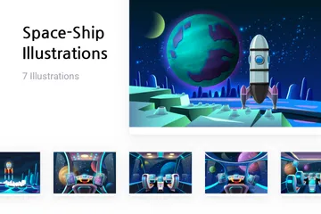 Raumschiff Illustrationspack