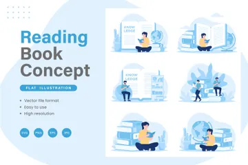 Reading A Book Illustration Pack