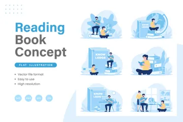 Reading A Books Illustration Pack