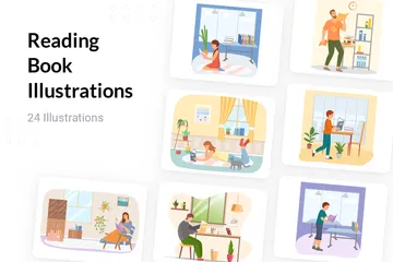 Reading Book Illustration Pack