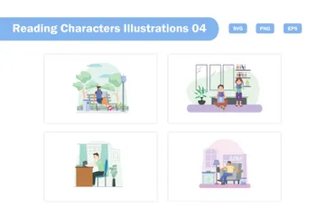 Reading Character Illustration Pack