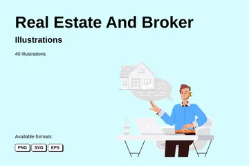 Real Estate And Broker Illustration Pack