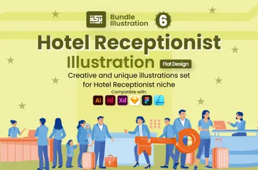 Réceptionniste d'hôtel Pack d'Illustrations