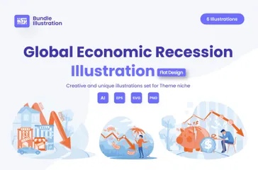 Recessão Econômica Global Pacote de Ilustrações