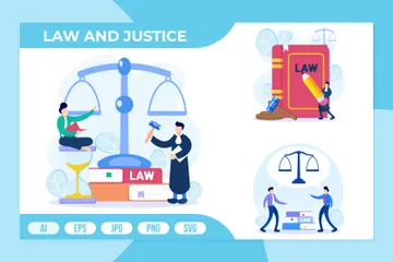 Recht und Gerechtigkeit Illustrationspack