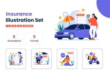 Collecte d'assurance Illustration Pack