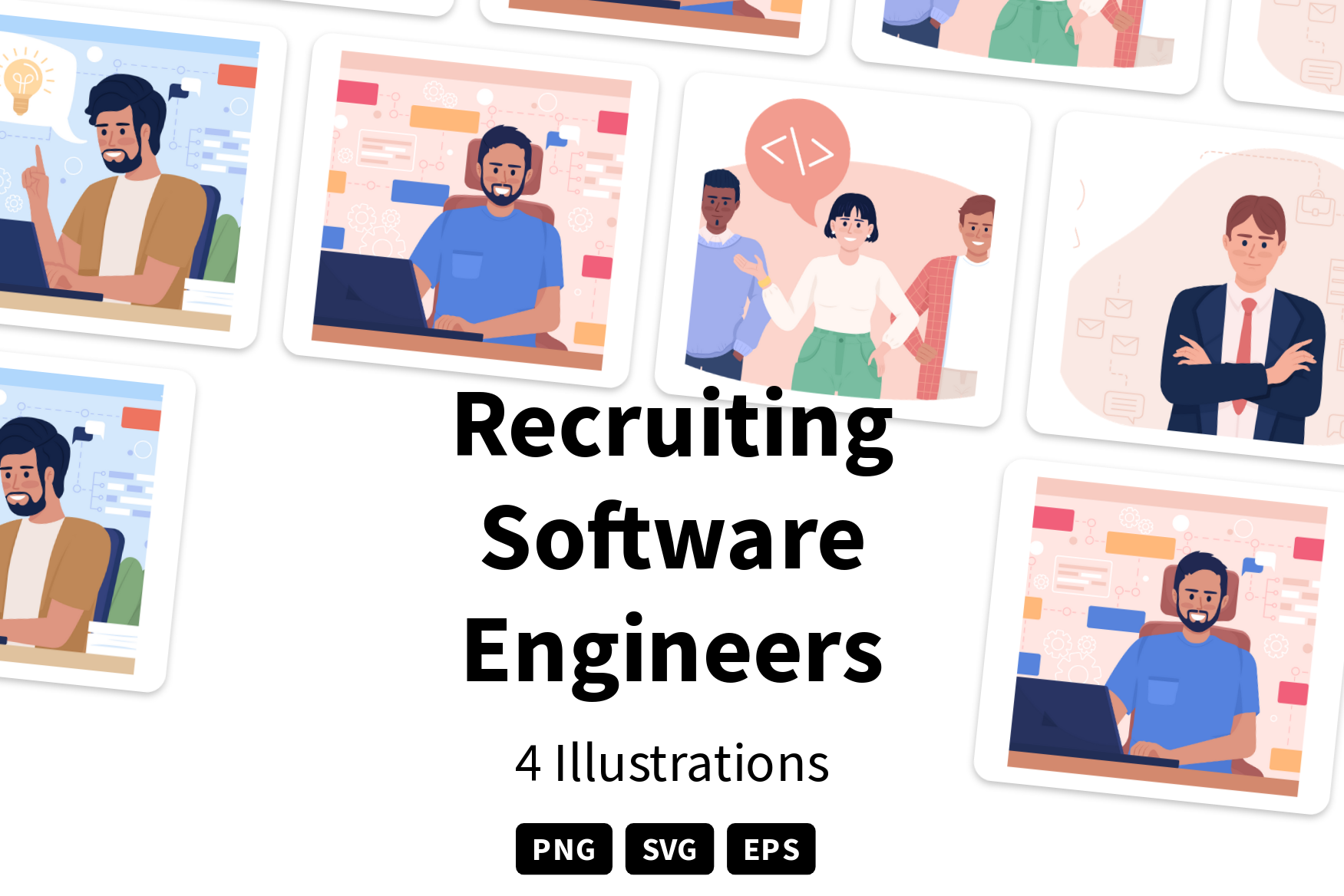 Premium Recruiting Software Engineers Illustration pack from Design