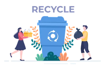 Recycle Process Trash Illustration Pack