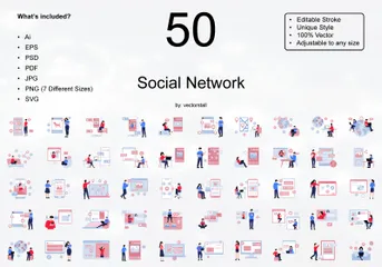 Rede social Pacote de Ilustrações
