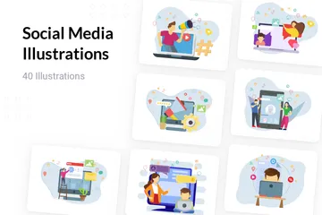 Medios de comunicación social Paquete de Ilustraciones