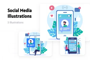 Medios de comunicación social Paquete de Ilustraciones