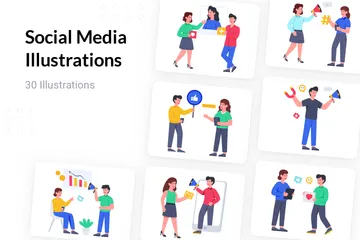Medios de comunicación social Paquete de Ilustraciones