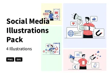 Medios de comunicación social Paquete de Ilustraciones