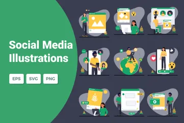 Medios de comunicación social Paquete de Ilustraciones