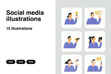 Medios de comunicación social Paquete de Ilustraciones