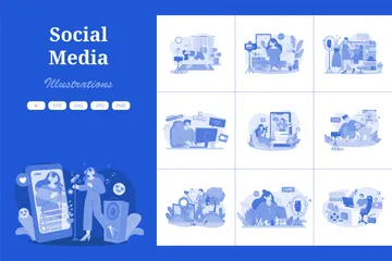 Medios de comunicación social Paquete de Ilustraciones