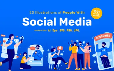 Medios de comunicación social Illustration Pack