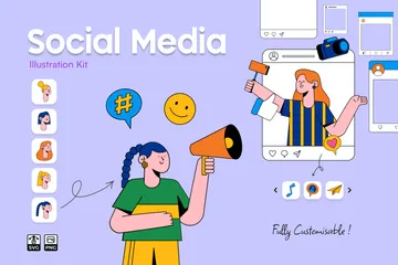 Medios de comunicación social Paquete de Ilustraciones