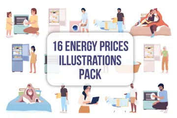 Réduire les factures d’énergie domestique Pack d'Illustrations