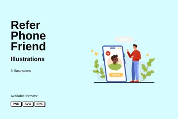 Refer Phone Friend Illustration Pack