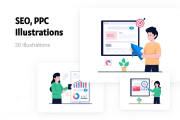 Référencement, PPC Pack d'Illustrations